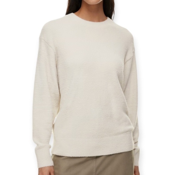 Aritzia Wilfred Hush Knit Meadow Sweater Chenille Crew Birch Cream SZ Medium - Picture 1 of 15